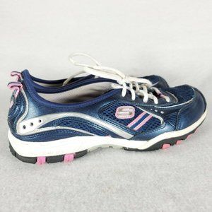 SKECHERS SPORT 11497 Blue Pink Leather Fashion Sneakers Women's Shoes Size 7M